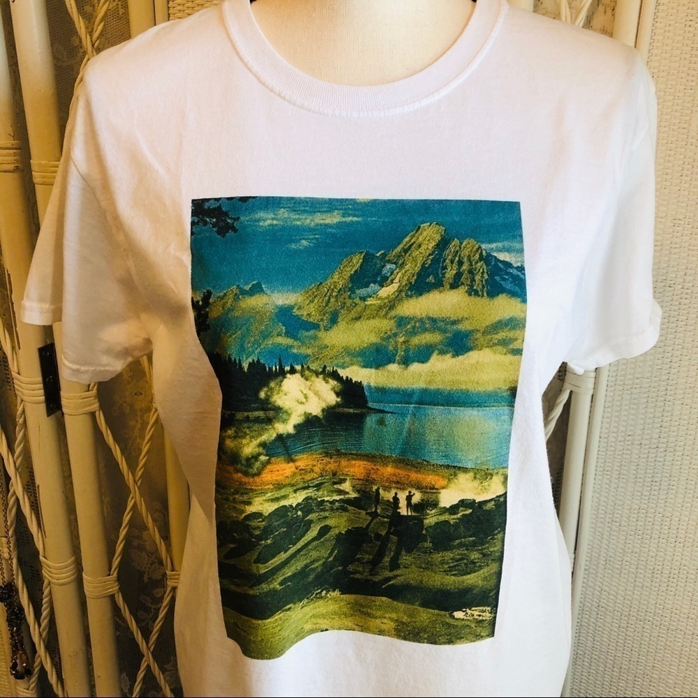 Graphic Tee Artist Collage Scenic Landscape Handmade - Picture 3 of 9